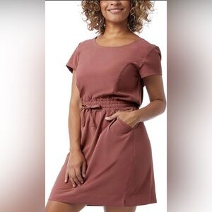 32 Degrees Cool Women's‎ Crew Neck Short Sleeve Drawstring Dress Mauve Medium